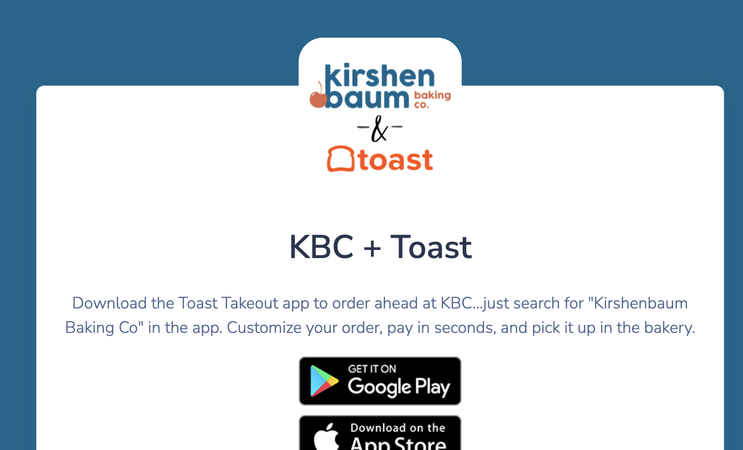 An image of KBC's Toast menu.