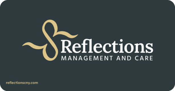 Reflections Management and Care's logo card.